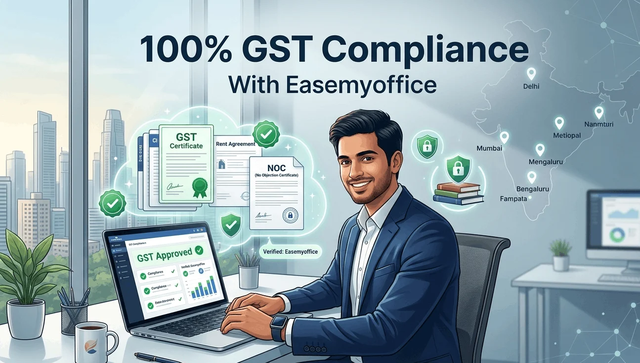 Image_92sbnr92sbnr92sb (1) GST compliance virtual office showing approved status, verified documents, and business registration support in India